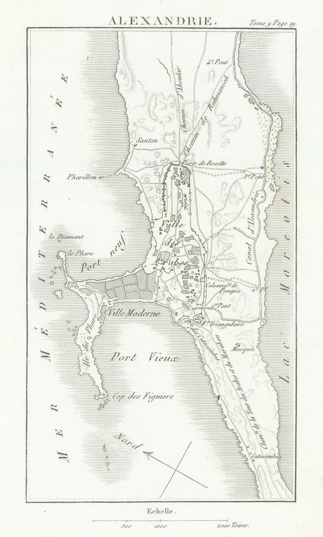 Town plan of Alexandria, Egypt 1818 old antique vintage map chart (1 of 1)