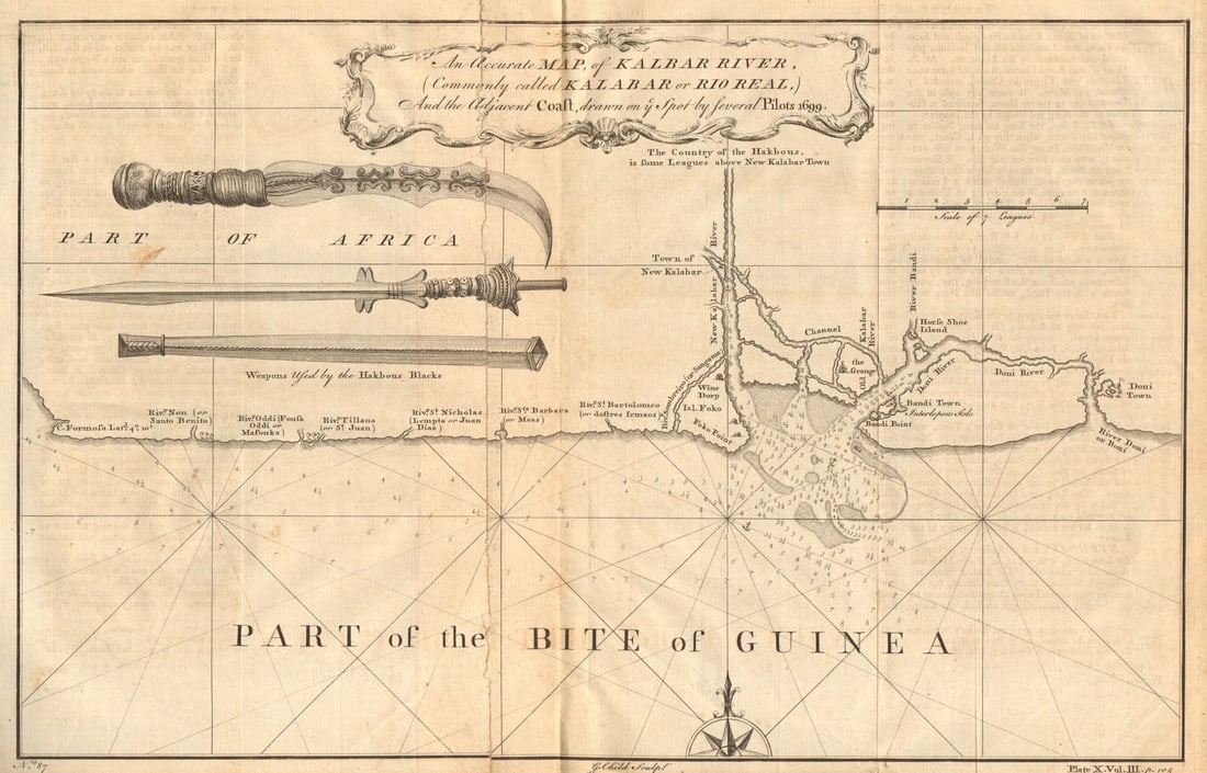 NIGERIA. 'An accurate map of Kalbar [Calabar] River & adjacent coast' 1746: Title: NIGERIA. 'An accurate map of Kalbar [Calabar] River & adjacent coast' 1746 Description: An accurate Map, of Kalbar River, (Commonly called Kalabar or Rio Real) and the Adjacent Coast, drawn on