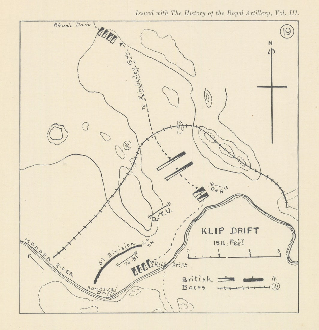 Battle Klip Drift/Paardeberg 1900. 2nd Boer War. South Africa 1937 old map: Title: Battle Klip Drift/Paardeberg 1900. 2nd Boer War. South Africa 1937 old map Description: Klip Drift 15th Feby. [1900] [Second Boer War, South Africa] by Anonymous. Published 1931-1937. Antique s