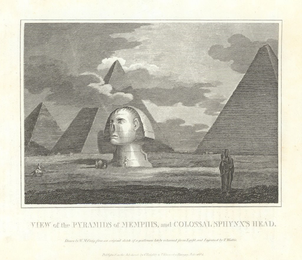 View of the Pyramids of Memphis, and colossal Sphynx's Head. Sphinx. Egypt 1804 (1 of 1)