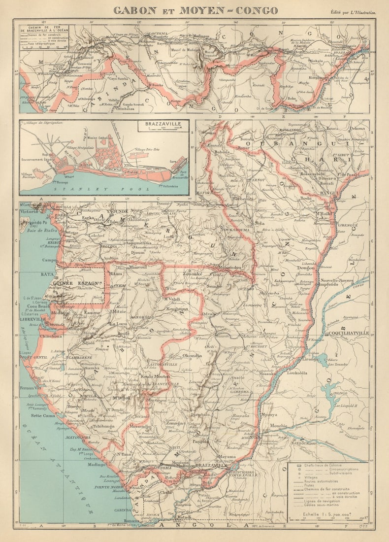 COLONIAL GABON & CONGO. Afrique équatoriale française. Brazzaville plan 1931 map (1 of 1)