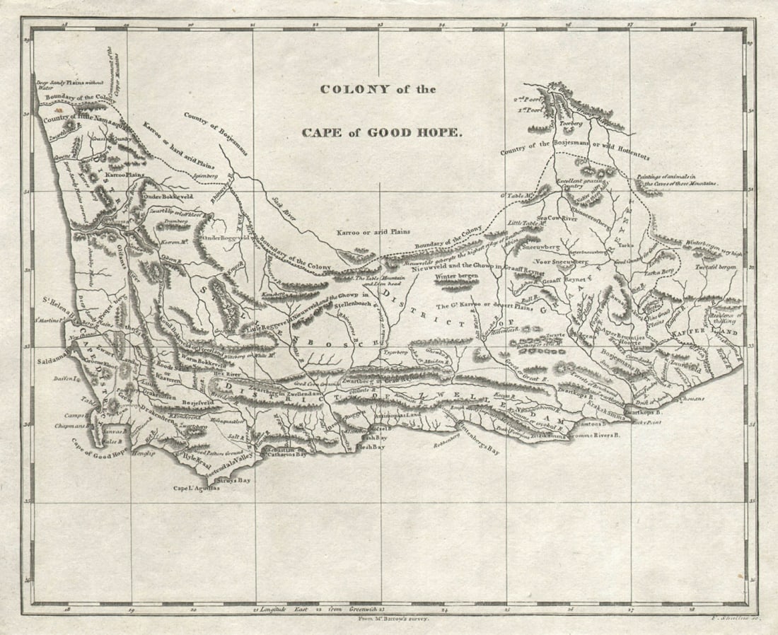 Colony of the Cape of Good Hope by Arrowsmith & Lewis. South Africa 1812 map: Title: Colony of the Cape of Good Hope by Arrowsmith & Lewis. South Africa 1812 map Description: Colony of the Cape of Good Hope' by Arrowsmith, Aaron & Lewis, Samuel. Published 1812. Antique steel