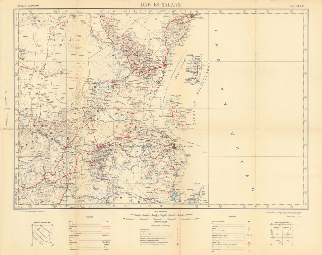 Dar es Salaam Safari map. Zanzibar Mafia Pemba Island Mikumi. Tanzania 1951: Title: Dar es Salaam Safari map. Zanzibar Mafia Pemba Island Mikumi. Tanzania 1951 Description: [7-8] South B37 - Dar es Salaam. Department of Surveys & Town Planning, Dar-es-Salaam, Tanganyika.
