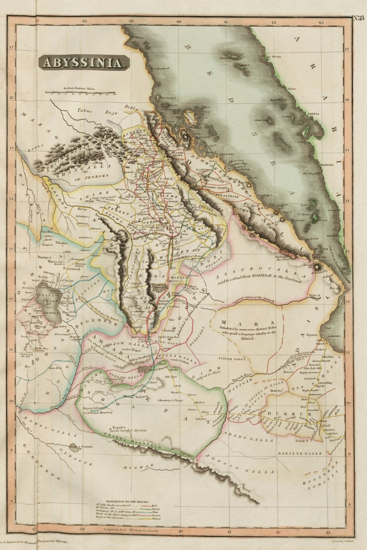 Abyssinia. Caravan & explorers' routes. Ethiopia. THOMSON 1817 old map (1 of 1)