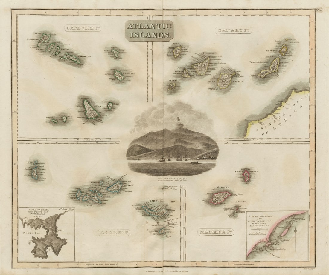 Atlantic Islands. Cape Verde Canaries Madeira Azores. Tenerife. THOMSON 1817 map (1 of 1)