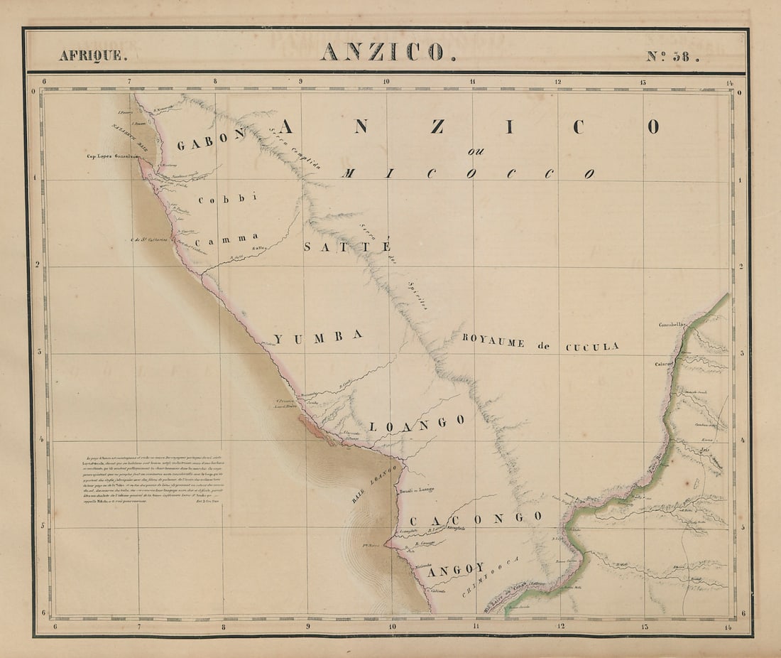 Afrique. Anzico #38. Southern Gabon & western Congo. VANDERMAELEN 1827 old map: Title: Afrique. Anzico #38. Southern Gabon & western Congo. VANDERMAELEN 1827 old map Description: Afrique - Anzico - No. 38'. Southern Gabon and western Congo from Libreville to north of the Congo Ri