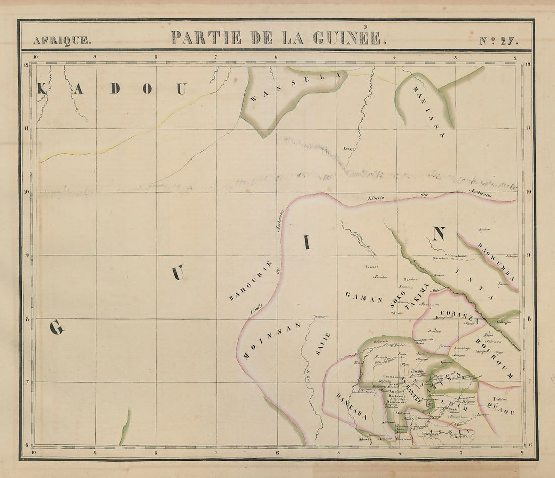 Afrique. Partie de la Guinée #27. Ghana. VANDERMAELEN 1827 old antique map: Title: Afrique. Partie de la Guinée #27. Ghana. VANDERMAELEN 1827 old antique map Description: Afrique - Partie de la Guinée - No. 27'. Ivory Coast, Ghana, Southern Mali & Burkina Faso.