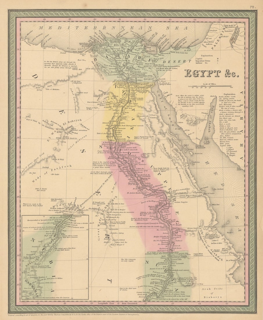 Egypt &c. Nile valley. Red Sea. Sharm el-Sheikh. THOMAS, COWPERTHWAIT 1852 map (1 of 1)