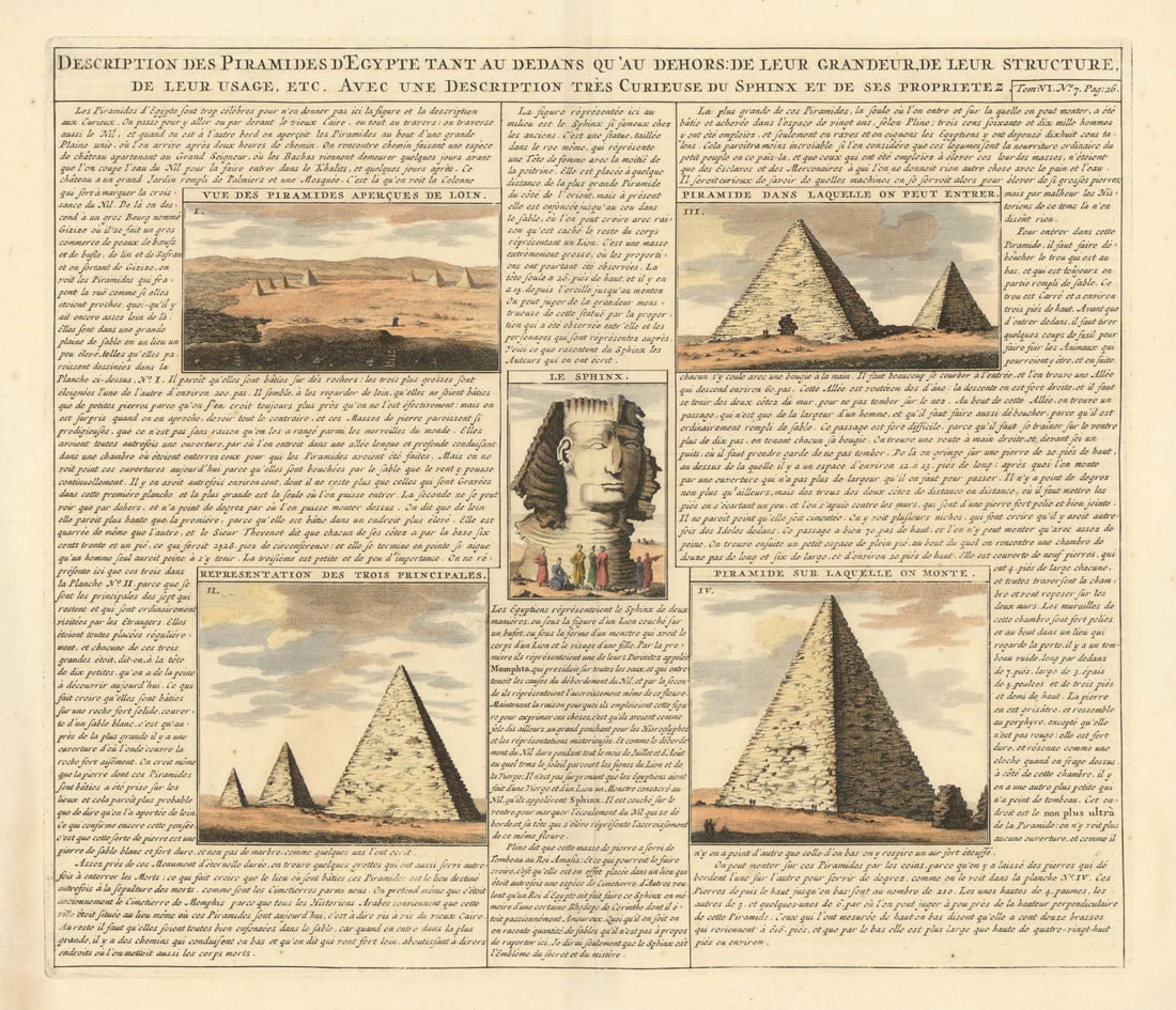 Description des Piramides d'Egypte. Pyramids of Giza & Sphinx. CHATELAIN 1719 (1 of 1)