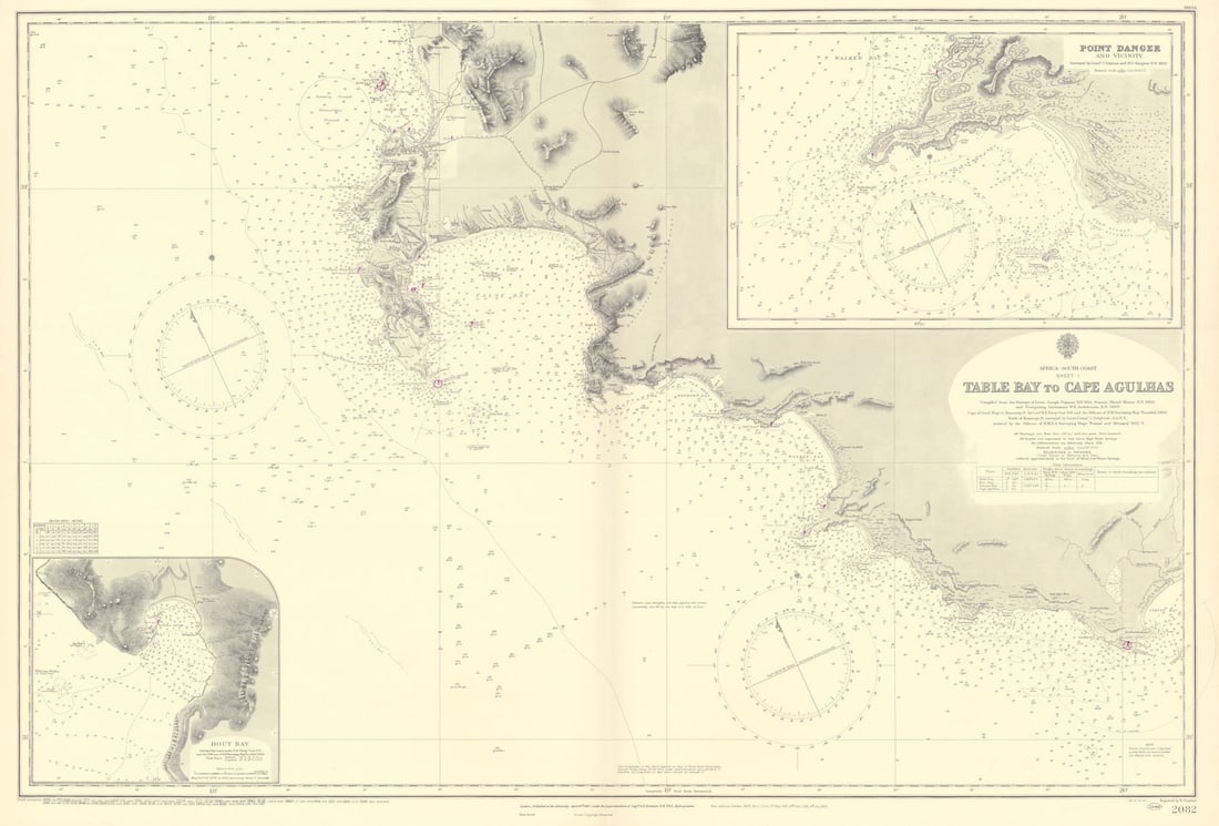 Cape Town Hout Table Bay Pt Danger South Africa ADMIRALTY chart 1867 (1954) map (1 of 1)