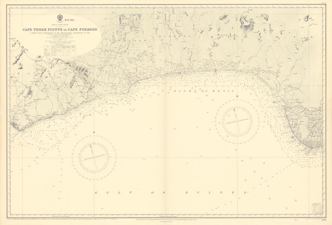 Gulf of Guinea. Ghana Togo Benin Nigeria. ADMIRALTY sea chart 1928 (1954) map (1 of 1)