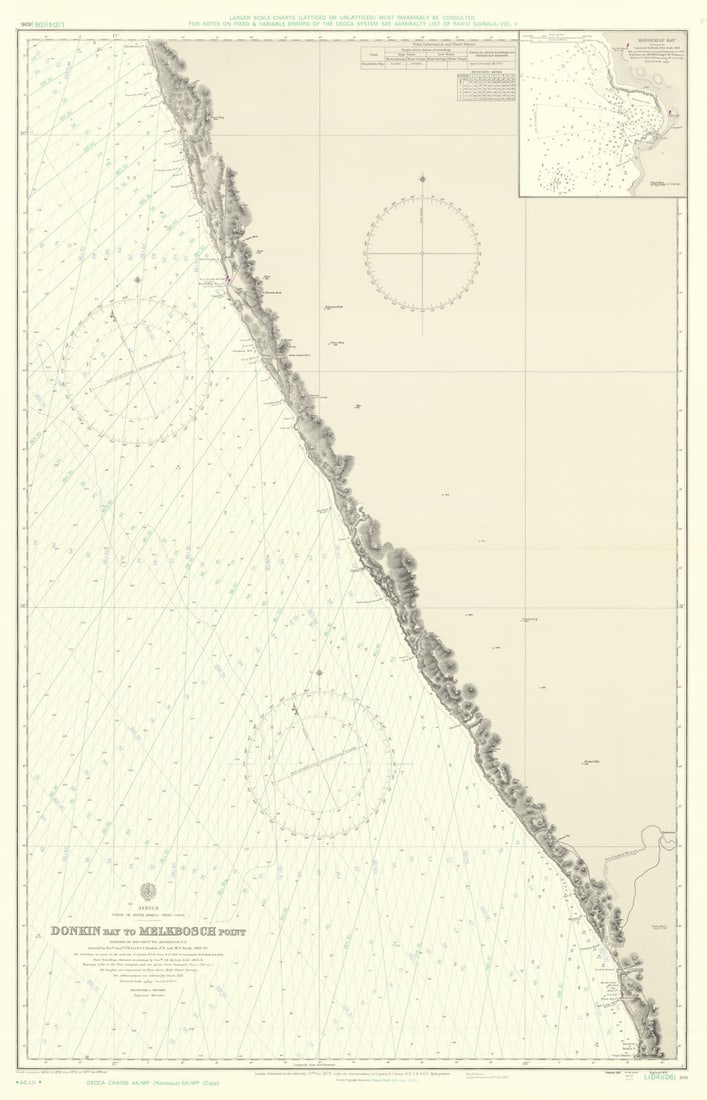 South Africa. Donkin Bay-Melkbosch Point. Admiralty chart #896. 1879 (1978) map (1 of 1)