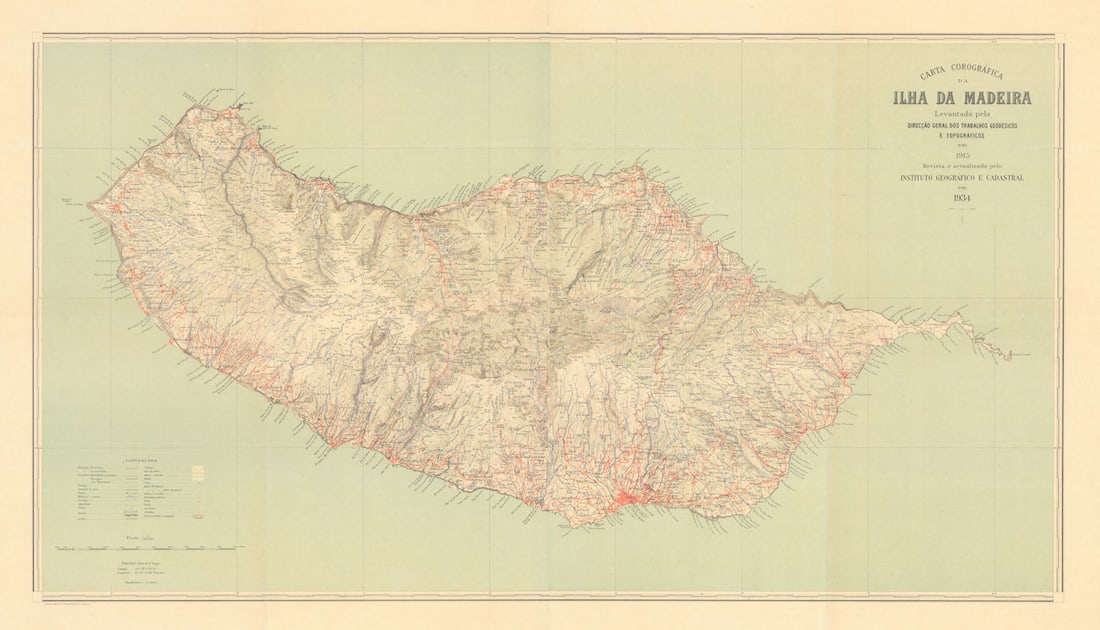 Carta Corográfica da Ilha da Madeira. Instituto Geográfico e Cadastral 1934 map: Title: Carta Corográfica da Ilha da Madeira. Instituto Geográfico e Cadastral 1934 map Description: Carta Corográfica da Ilha da Madeira - Levantada pela Direcção Geral dos