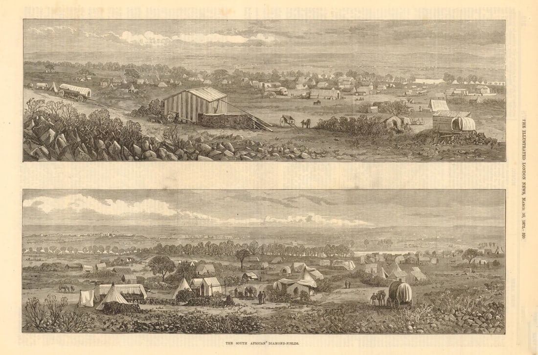 The South African diamond fields 1872 old antique vintage print picture (1 of 1)