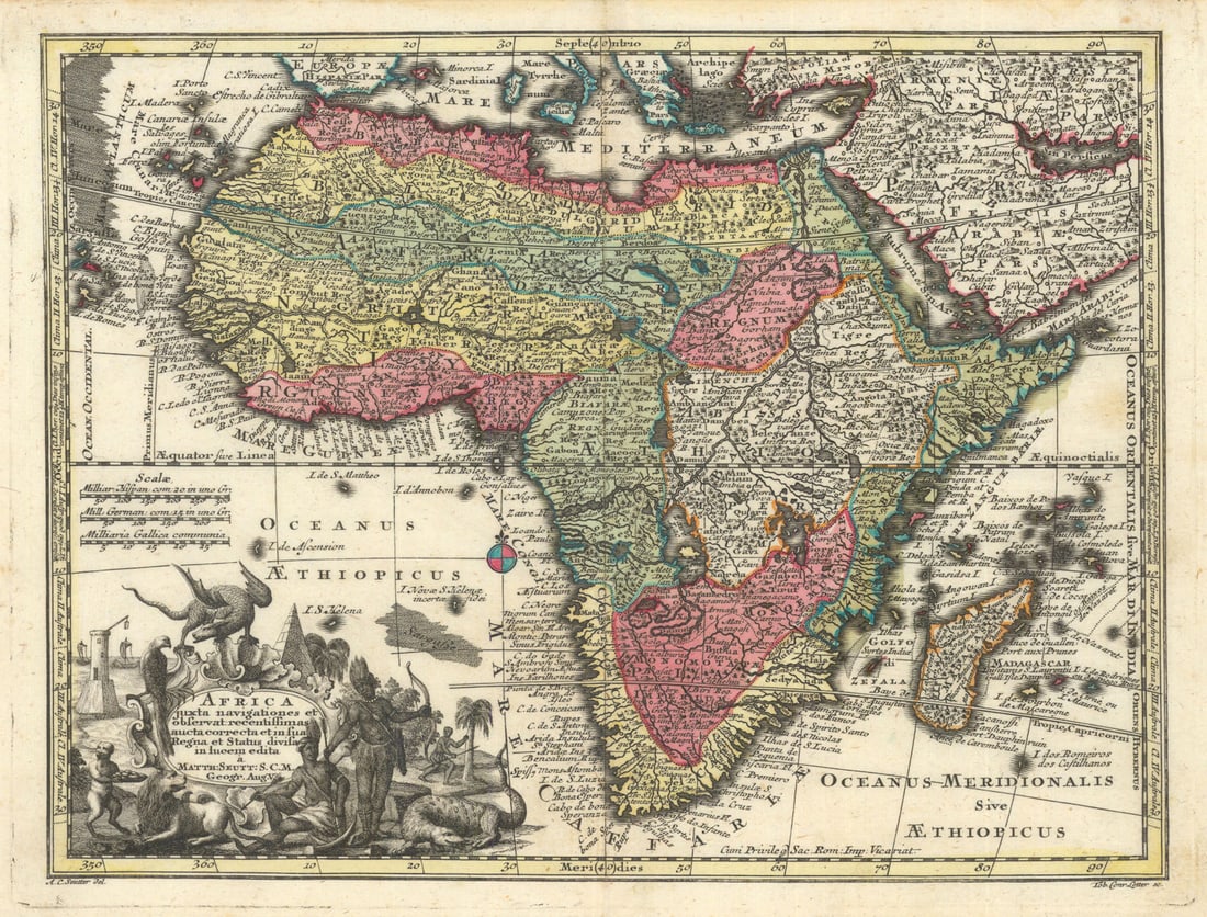 Africa Juxta Navigationes & Observationes Recentissimas Aucta… Seutter c1744 map (1 of 1)
