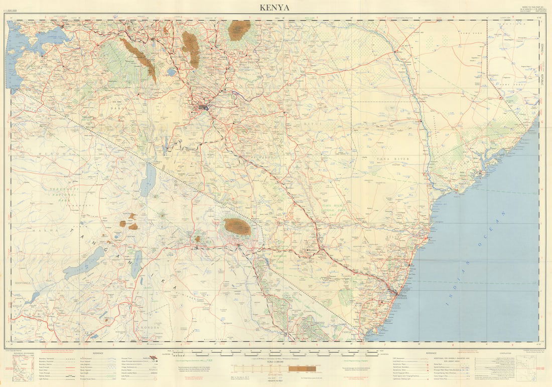 Folding Safari Map of Kenya/Tanzania—Survey of Kenya—printed on both sides 1961: Title: Folding Safari Map of Kenya/Tanzania—Survey of Kenya—printed on both sides 1961 Description: [Folding Safari Map of Kenya—SK.41 Kenya 1:1M. (Special)]. The map shows Game