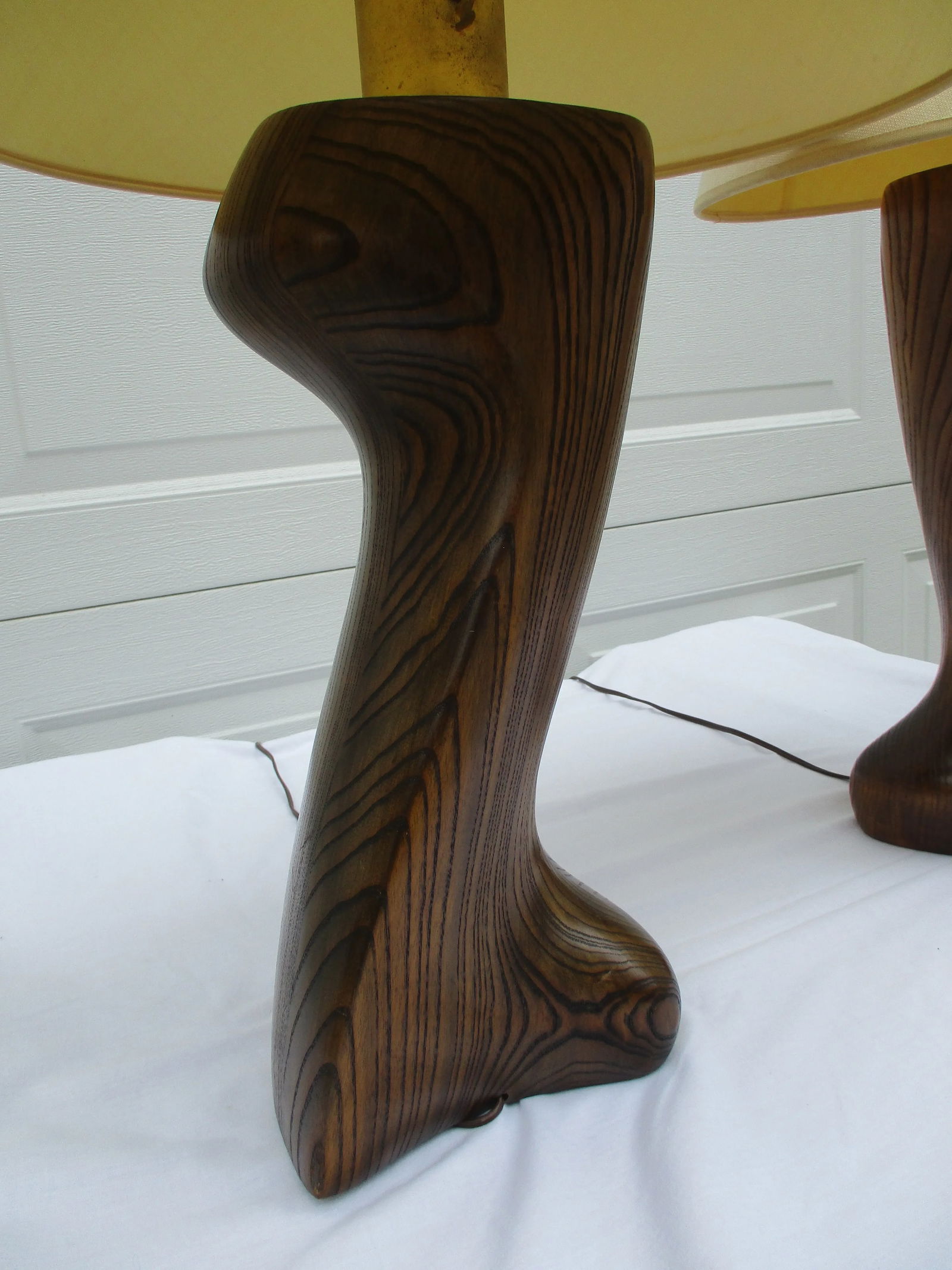 Mid-Century Modern Oak and Brass Table Lamps - Attributed to Yasha Heifetz - 4
