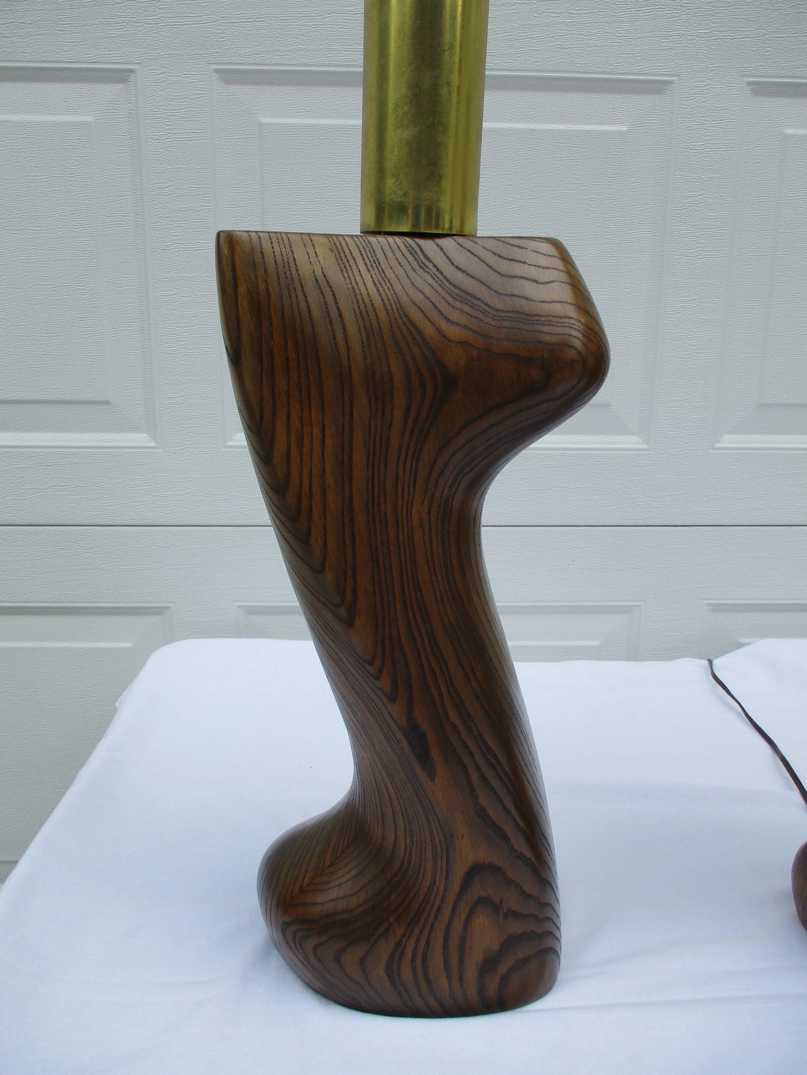 Mid-Century Modern Oak and Brass Table Lamps - Attributed to Yasha Heifetz - 8