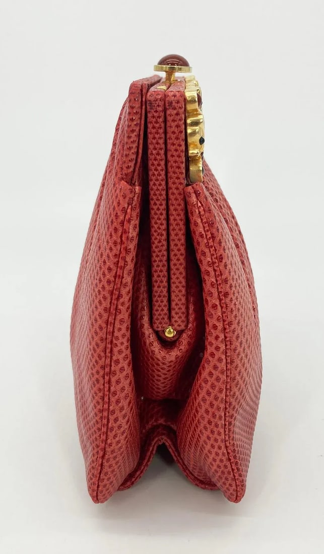 Judith Leiber Red Lizard Clutch - 2