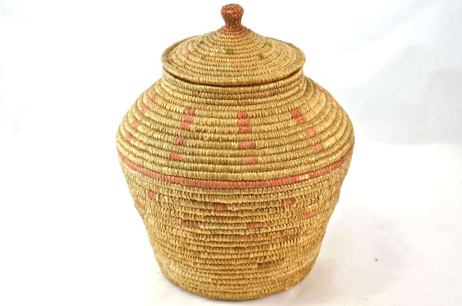 Native American Style Hand Woven Lidded Jar - 6