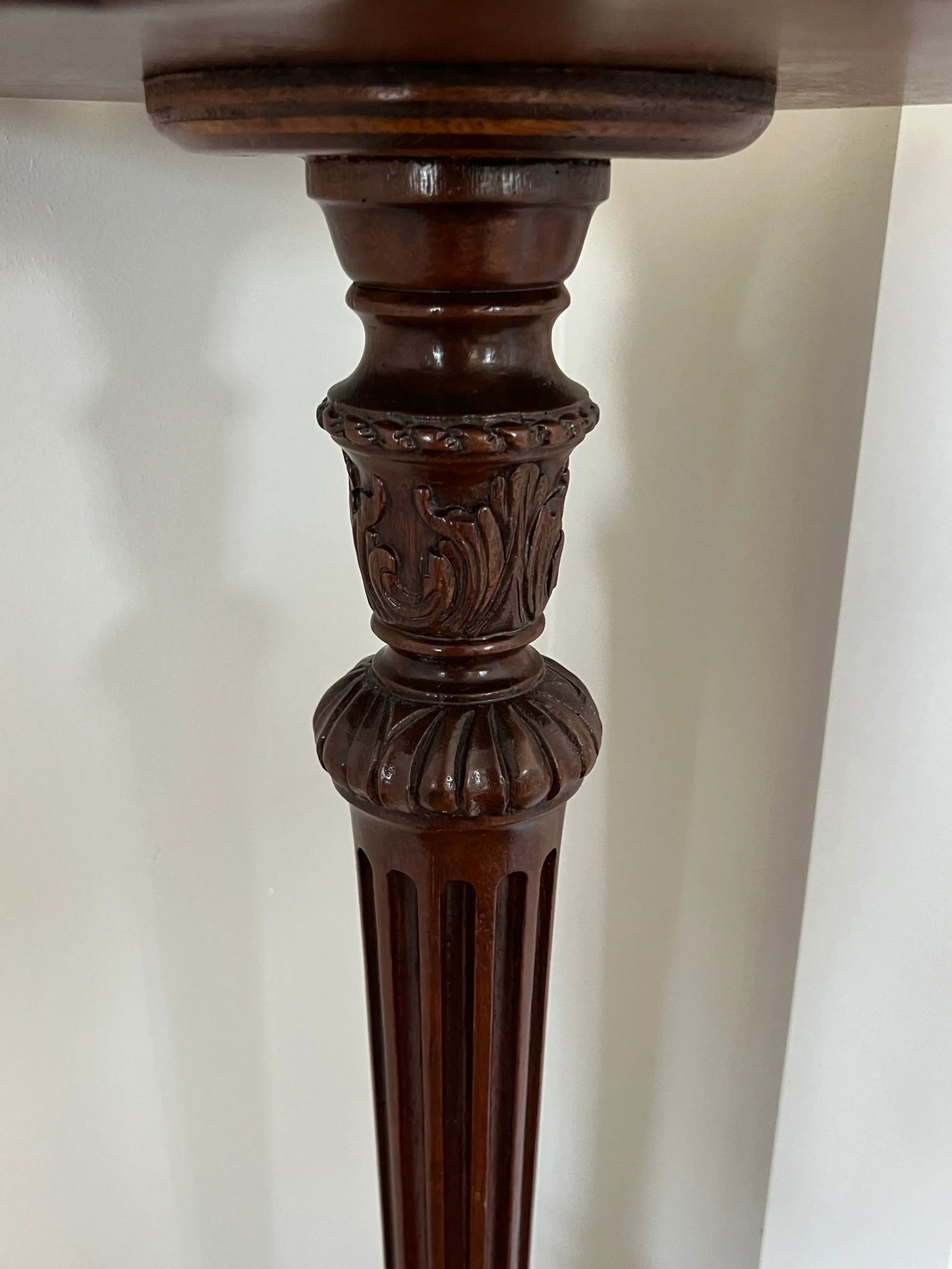 Vintage Carved Mahogany Pedestal Plant Stand - 10