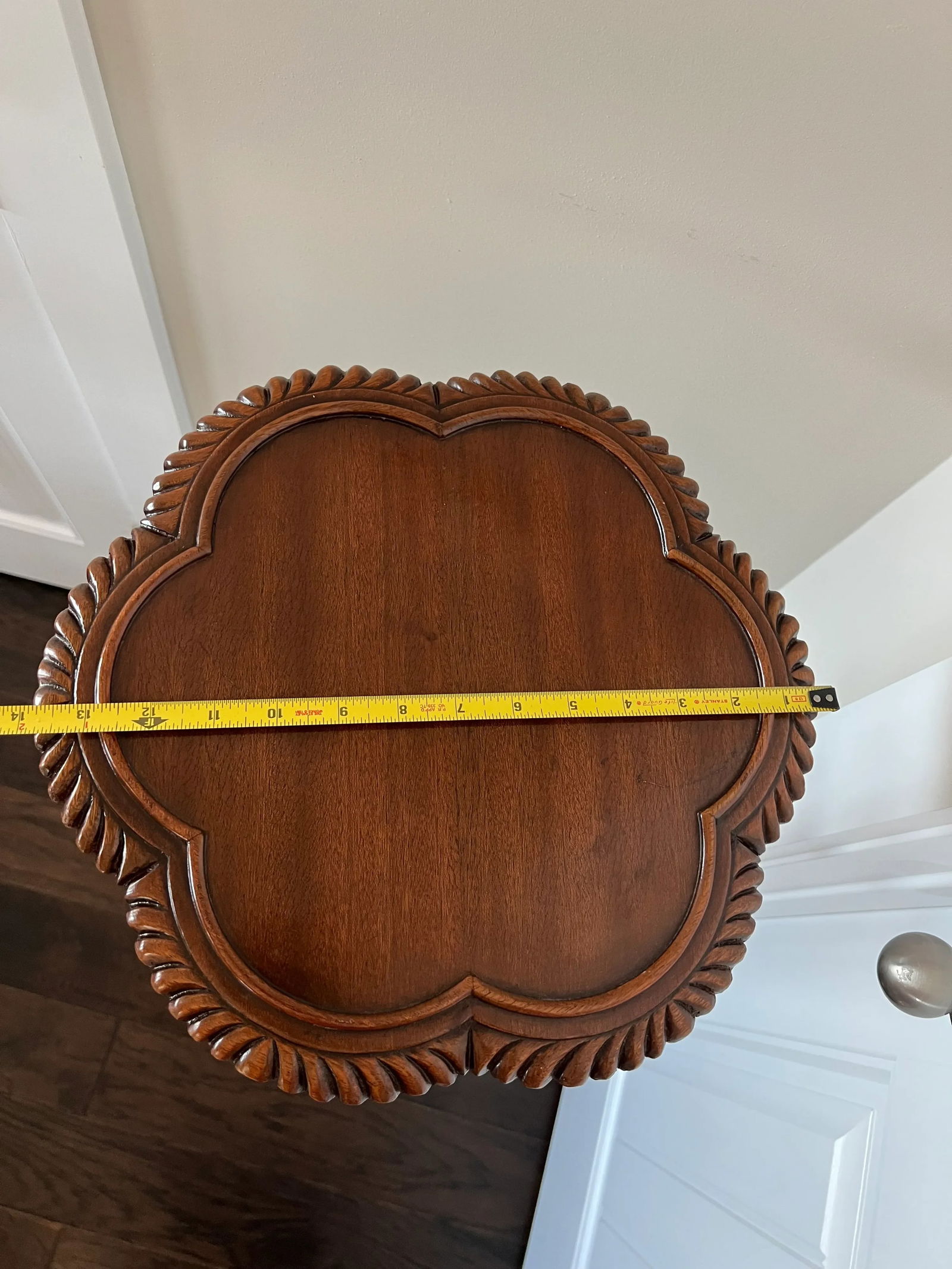 Vintage Carved Mahogany Pedestal Plant Stand - 7