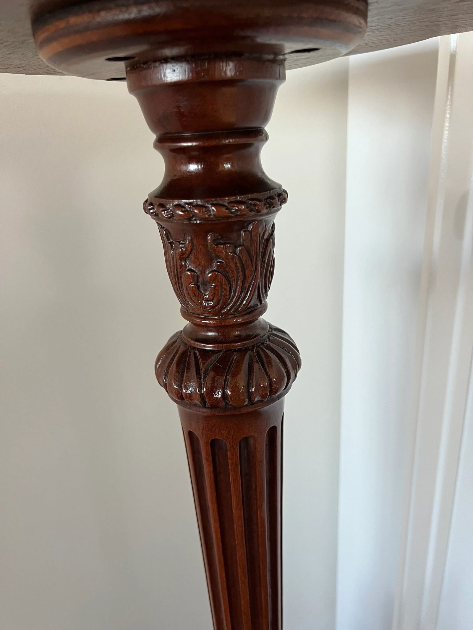 Vintage Carved Mahogany Pedestal Plant Stand - 9