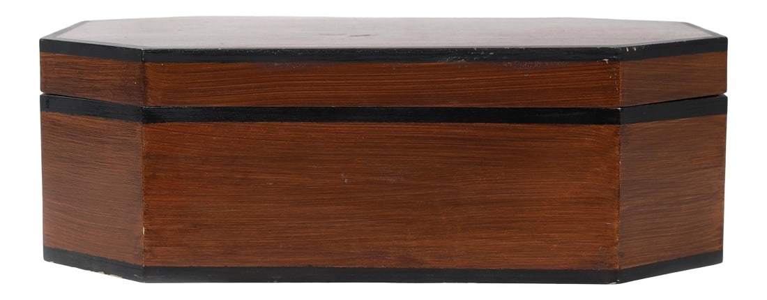 20th Century Traditional Oblong Octagonal Wooden Box With Lid (1 of 11)