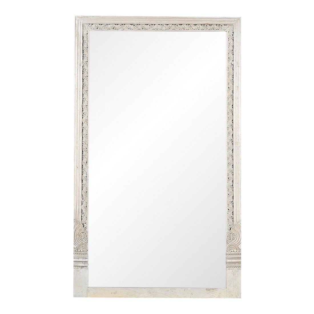 1960's Farmhouse Style Door Frame Repurposed Tall Full Mirror: Dimensions: 40"W X 3"D X 71"H Features: "• 100% solid teak wood frame "• Early 1900s antique doorframe repurposed "• Entirely handmade by expert artisans "•