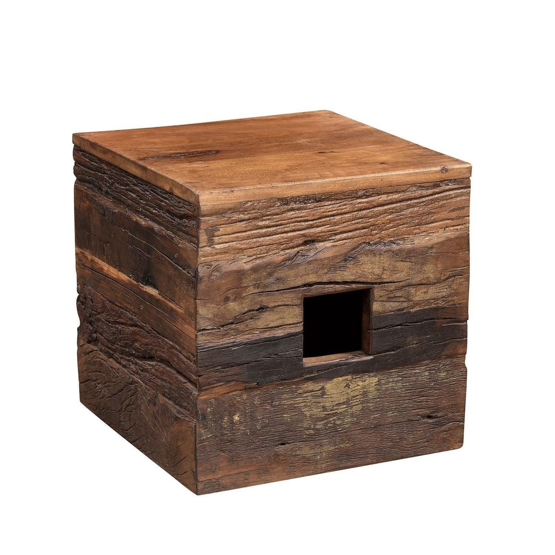 1990s Solid Wood Square Coffee Table With Pull Out Seating Stools - 5