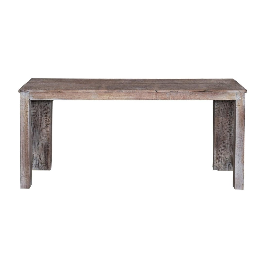 1980s Carved Doorframe Upcycled Distressed Solid Wood Console - 4