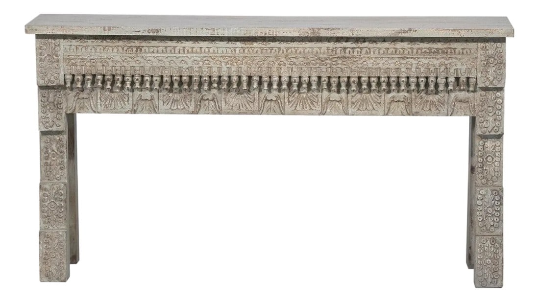 1990s Transitional Modern Hand Carved Solid Wood Console Table (1 of 5)