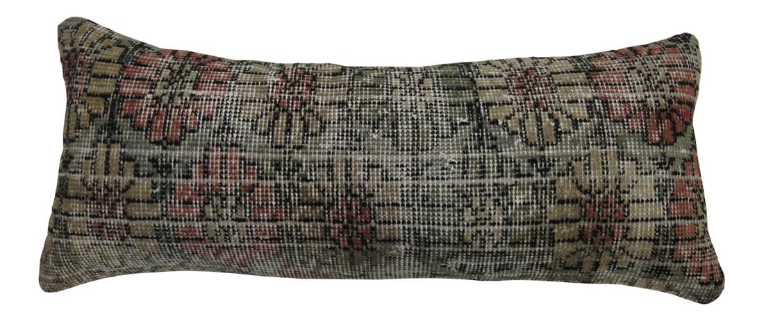 Late 19th Century Turkish Bolster Pillow: Long and narrow Pillow made from a vintage Turkish rug with cotton back. Zipper closure and foam insert provided. 13'' x 31'' Condition: Alterations: Unknown Imperfections: Some Imperfections