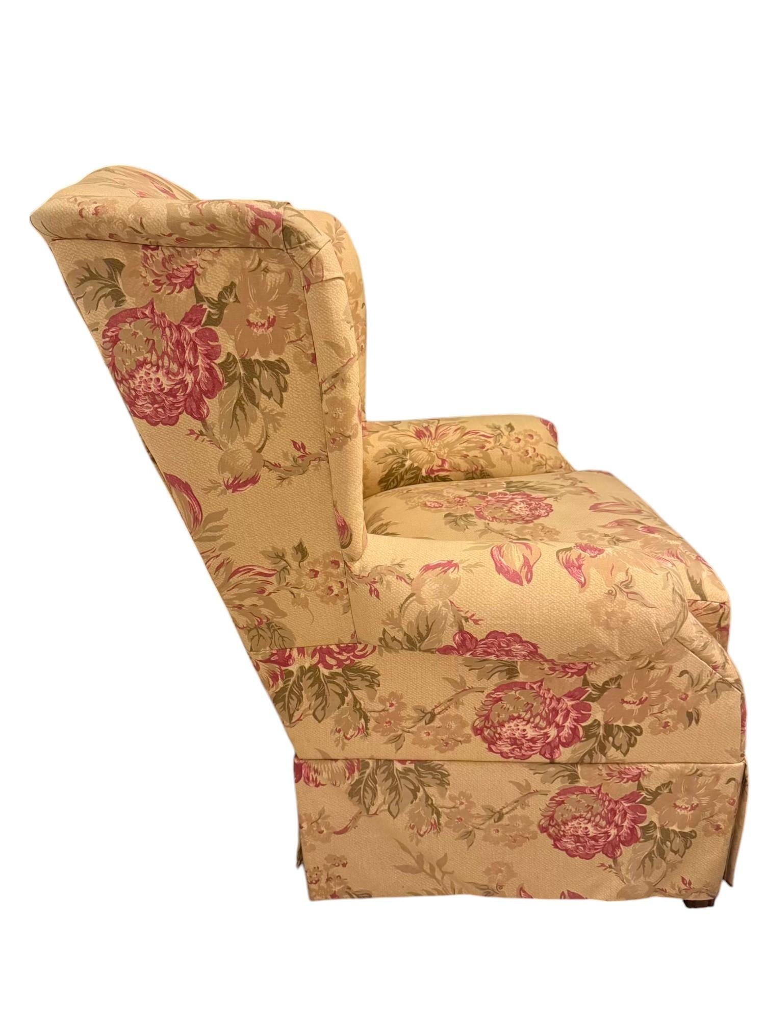 Braxton Culler Chippendale Style Floral-Upholstered Wingback Armchair - 3