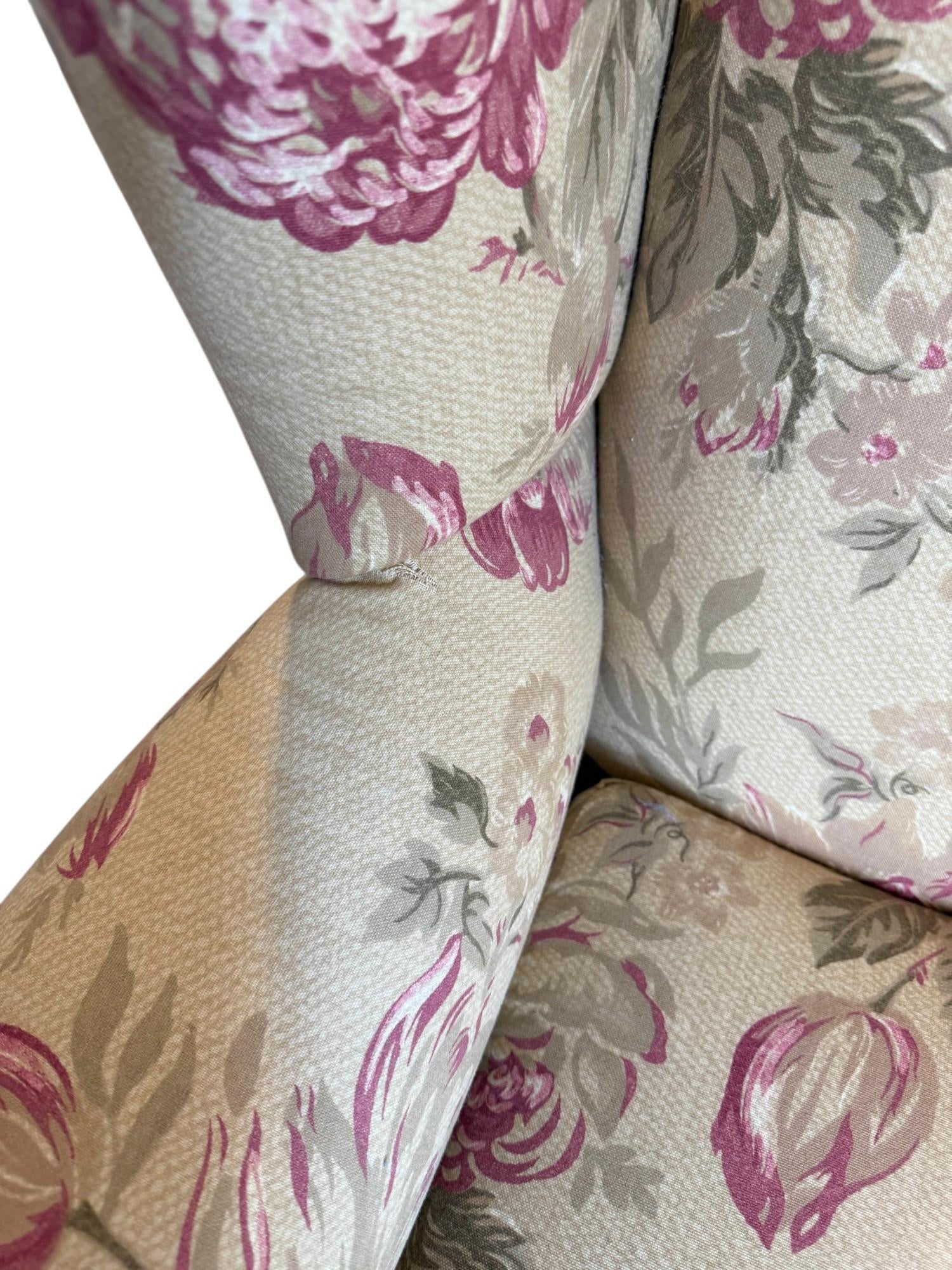 Braxton Culler Chippendale Style Floral-Upholstered Wingback Armchair - 7