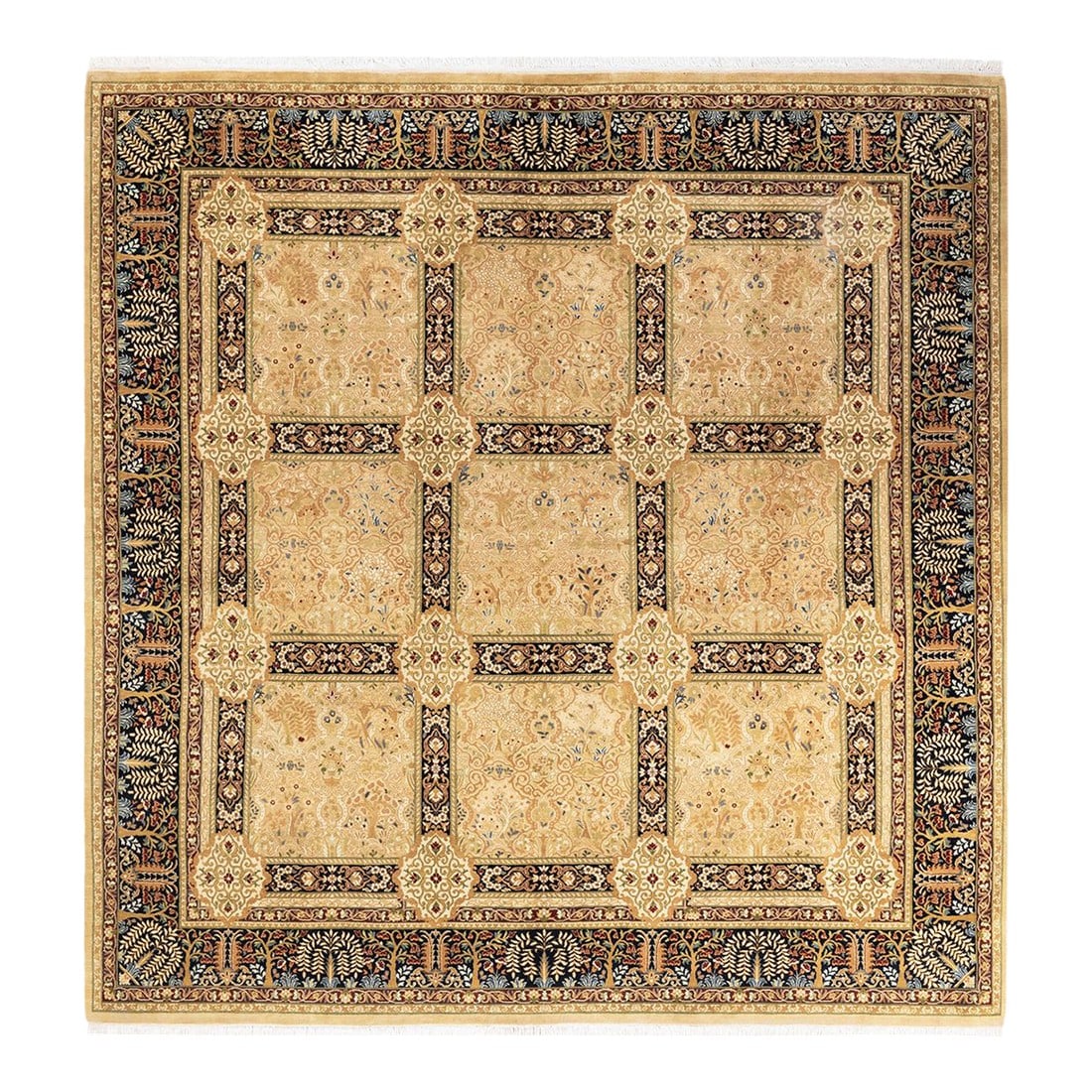 Mogul, One-of-a-Kind Hand-Knotted Area Rug - Yellow, 8' 1" x 8' 4": With understated palettes and allover designs, the rugs in the Mogul Collection will bring timeless sophistication to any room. Influenced by a spectrum of Turkish, Indian, and Persian designs, the