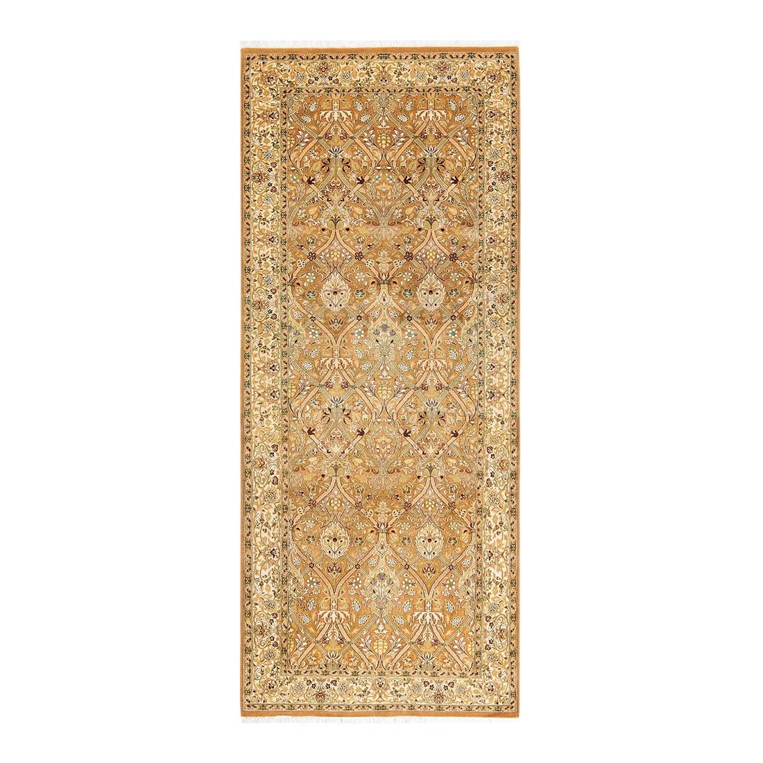Mogul, One-of-a-Kind Hand-Knotted Runner Rug - Brown, 4' 1" x 9' 10": With understated palettes and allover designs, the rugs in the Mogul Collection will bring timeless sophistication to any room. Influenced by a spectrum of Turkish, Indian, and Persian designs, the