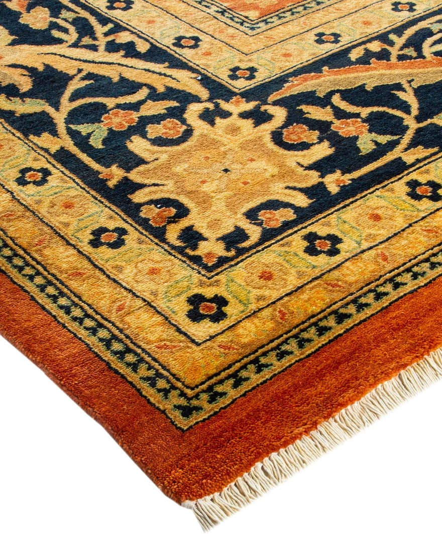 Eclectic, One-of-a-Kind Hand-Knotted Area Rug - Orange, 9' 1" x 12' 5" - 2