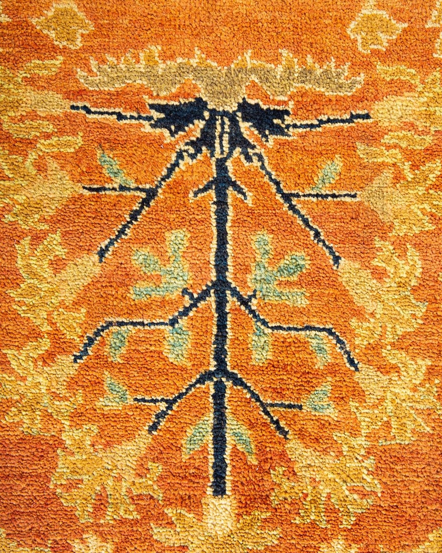 Eclectic, One-of-a-Kind Hand-Knotted Area Rug - Orange, 9' 1" x 12' 5" - 3
