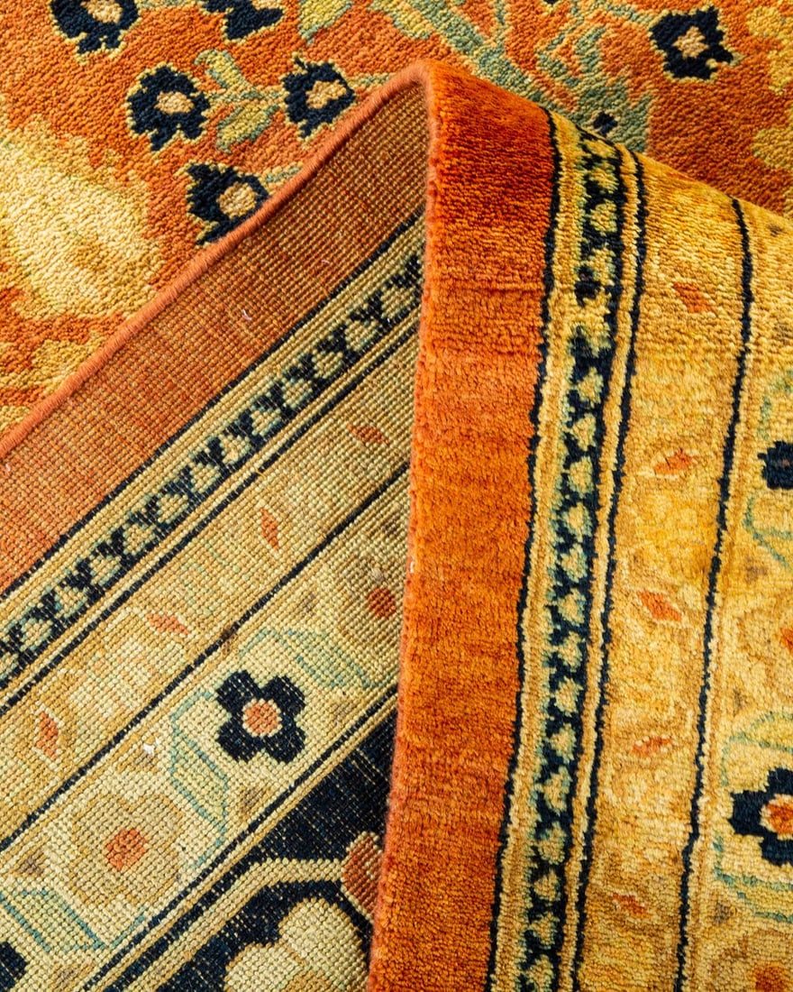 Eclectic, One-of-a-Kind Hand-Knotted Area Rug - Orange, 9' 1" x 12' 5" - 6