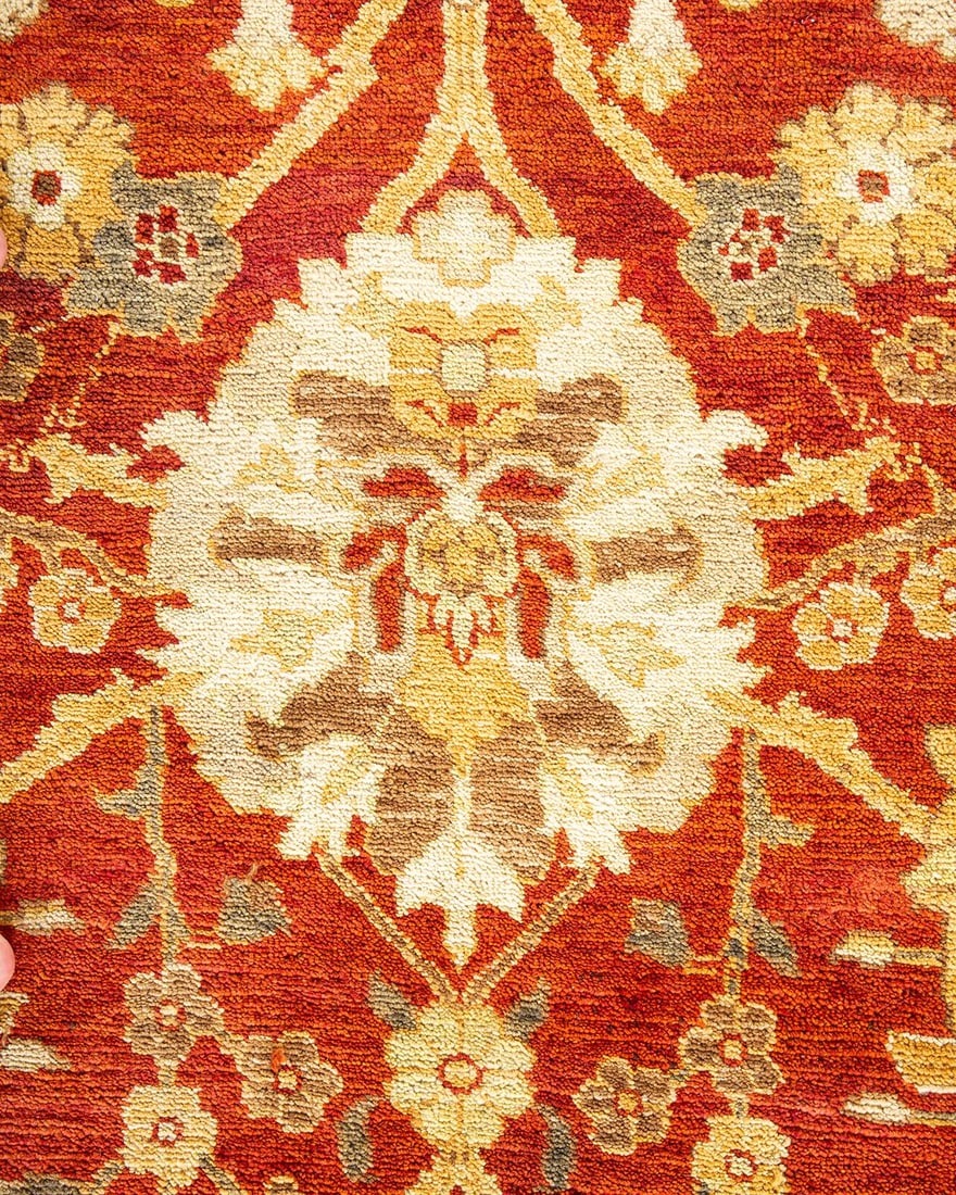 Eclectic, One-of-a-Kind Hand-Knotted Area Rug - Orange, 9' 1" x 11' 7" - 3