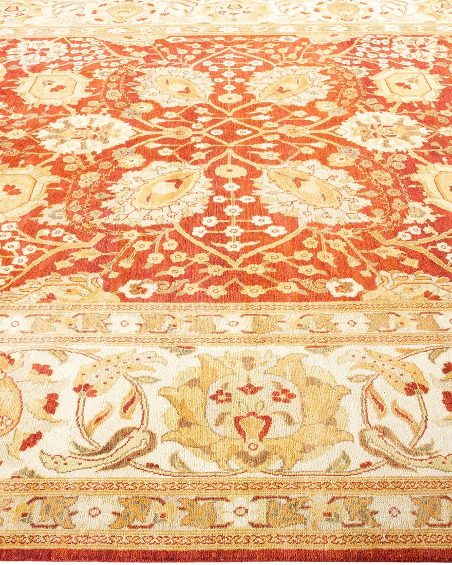 Eclectic, One-of-a-Kind Hand-Knotted Area Rug - Orange, 9' 1" x 11' 7" - 4