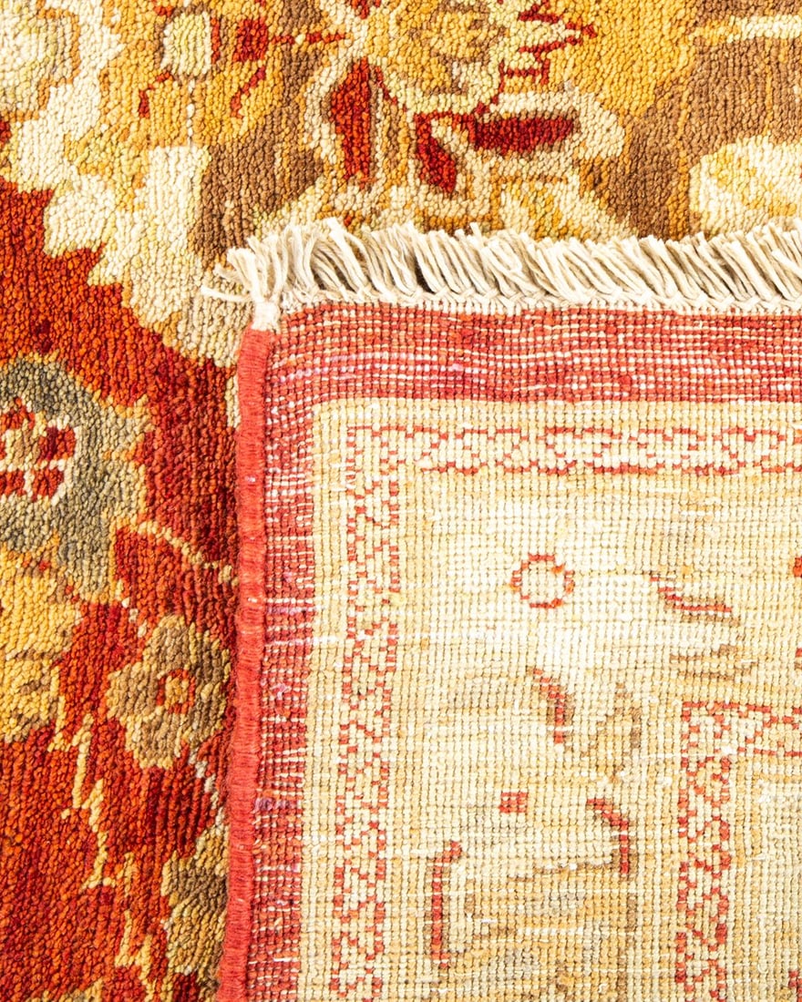 Eclectic, One-of-a-Kind Hand-Knotted Area Rug - Orange, 9' 1" x 11' 7" - 5