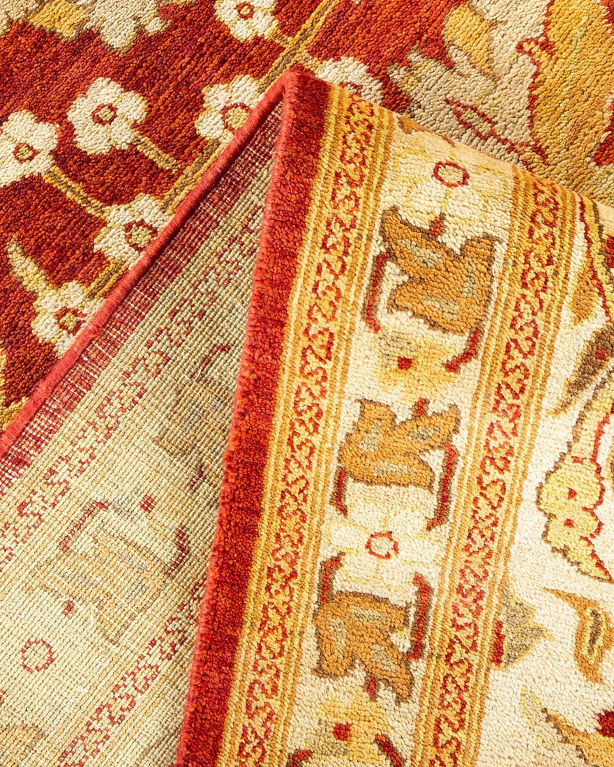 Eclectic, One-of-a-Kind Hand-Knotted Area Rug - Orange, 9' 1" x 11' 7" - 6