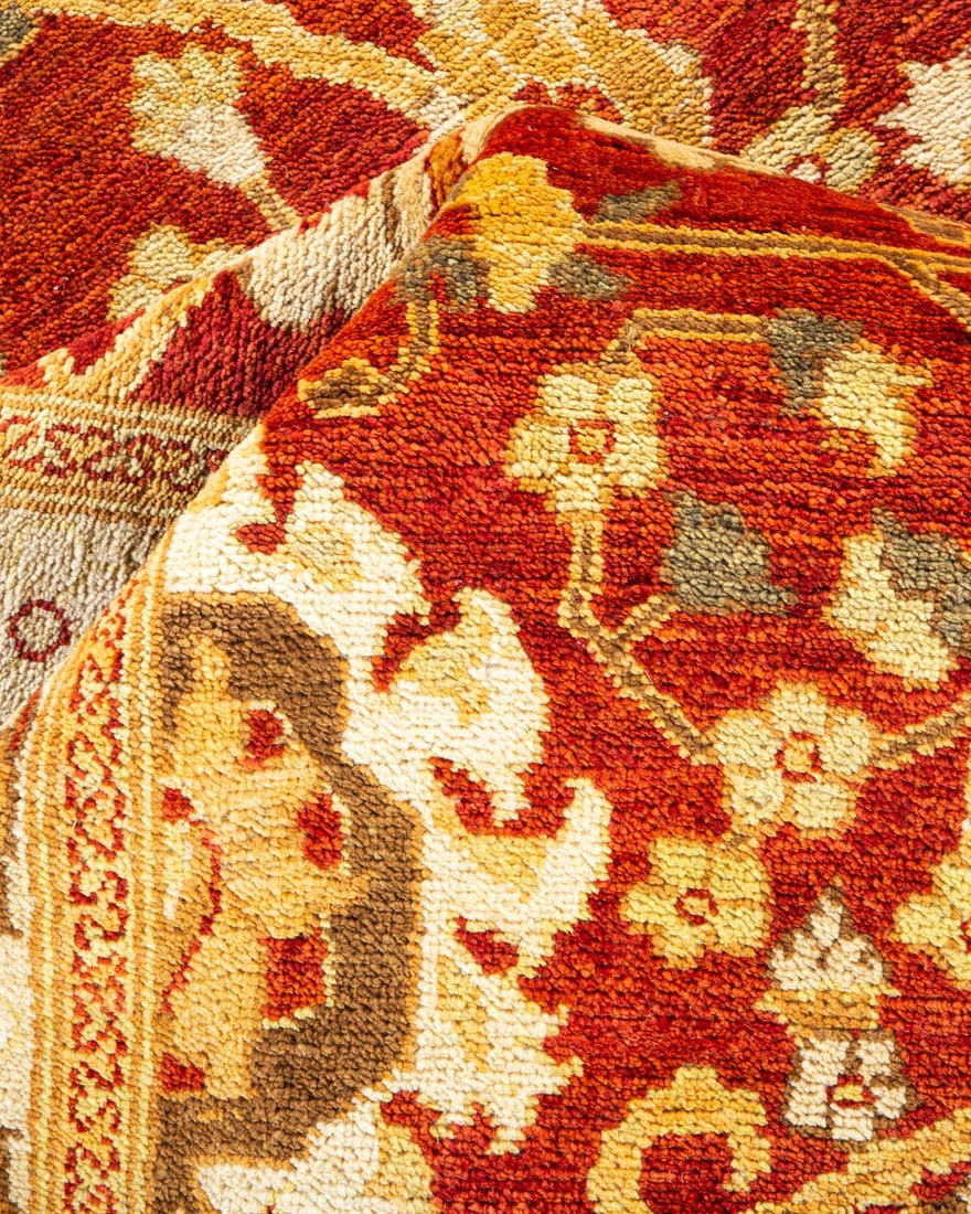 Eclectic, One-of-a-Kind Hand-Knotted Area Rug - Orange, 9' 1" x 11' 7" - 7