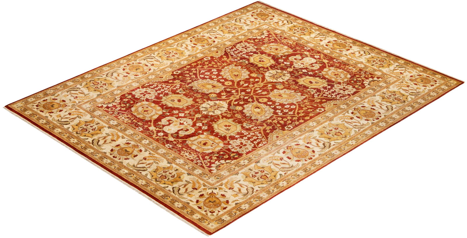 Eclectic, One-of-a-Kind Hand-Knotted Area Rug - Orange, 9' 1" x 11' 7" - 8