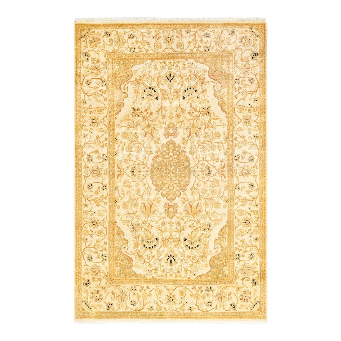 Mogul, One-of-a-Kind Hand-Knotted Area Rug - Ivory, 4' 1" x 6' 5": With understated palettes and allover designs, the rugs in the Mogul Collection will bring timeless sophistication to any room. Influenced by a spectrum of Turkish, Indian, and Persian designs, the