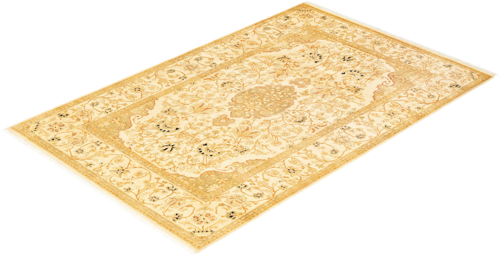 Mogul, One-of-a-Kind Hand-Knotted Area Rug - Ivory, 4' 1" x 6' 5" - 8