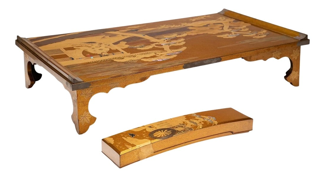 Japanese Meiji Gilt Lacquer Writing Desk & Poem Box - A Pair (1 of 12)