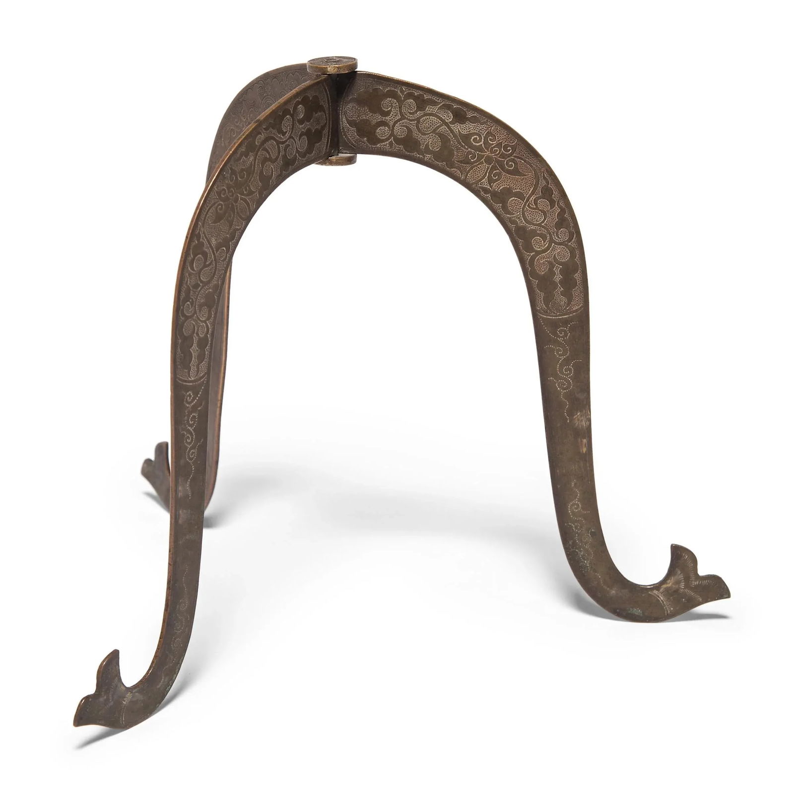 Chinese Baitong Etched Folding Hat Stand, c. 1850 - 4
